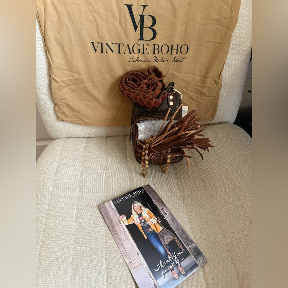 NEW Vintage Boho Bag Revamped Louis Vuitton sidekick crossbody bag with fringe - Picture 5 of 14
